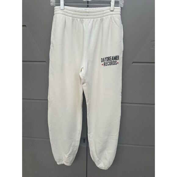 Daydreamer Records Ivory Slouchy Cotton Boyfriend Jogger Sweatpants Womens Small - Picture 3 of 11